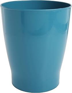 iDesign Round Plastic Waste Basket, The Franklin Collection – 7.7" x 7.7" x 9.1", Teal Blue