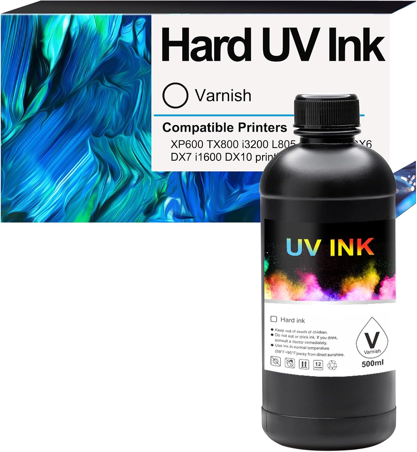 UV Ink Varnish 500ML for Hard Materials Compatible with UV Printer