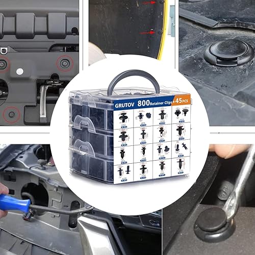 Miniatura 8 de Clips de retención de empuje para automóvil, tornillos automotrices, 845 piezas, juego de pasadores de presión de sujetador, clips de panel con 10