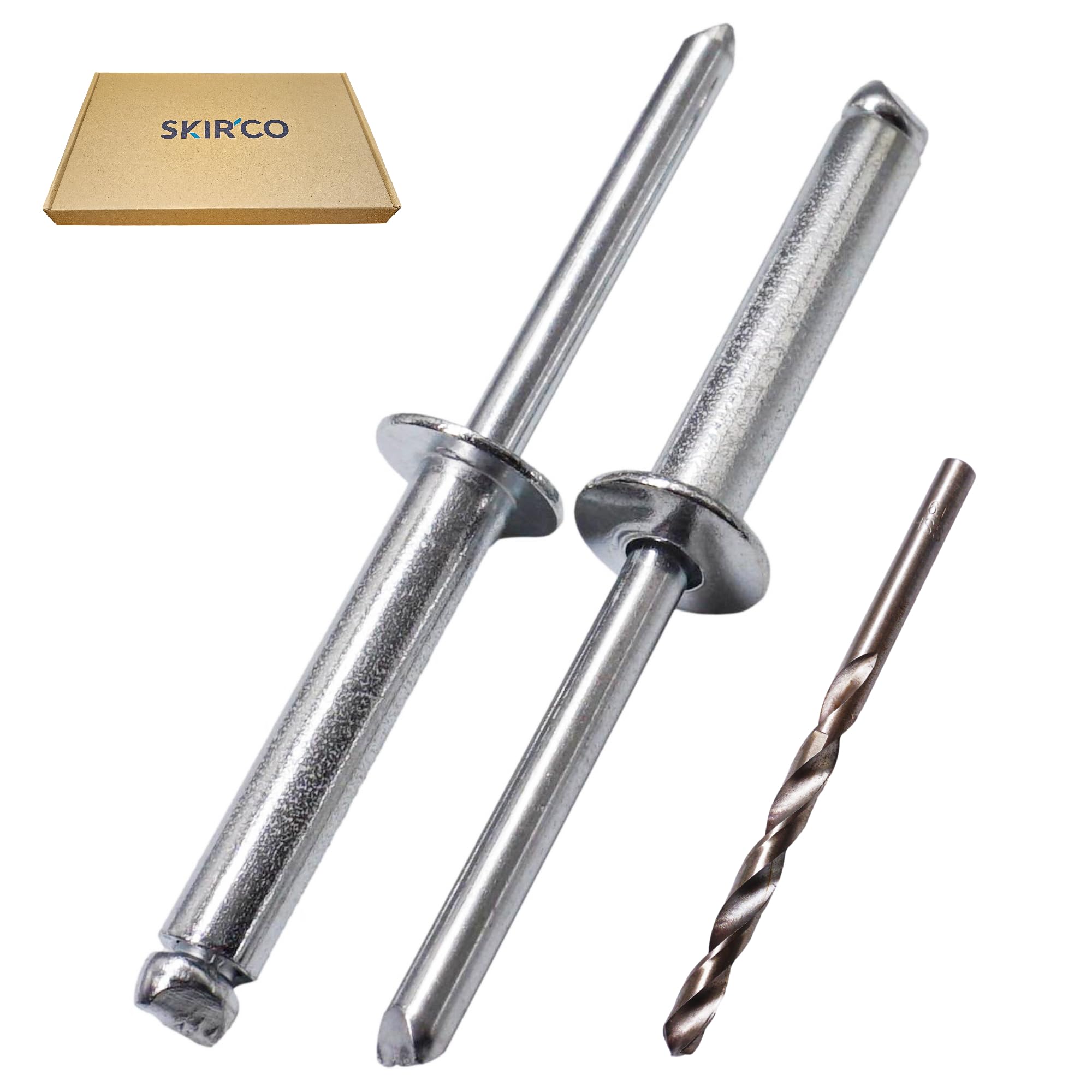 SKIR'CO (180 pcs) Zinc Plated Steel Blind Rivets 6.0 x 30 mm, Steel Mandrel, Pop Rivets, Dome Head, DIN 7337 Rivets, Drill Bit Included - Image 2