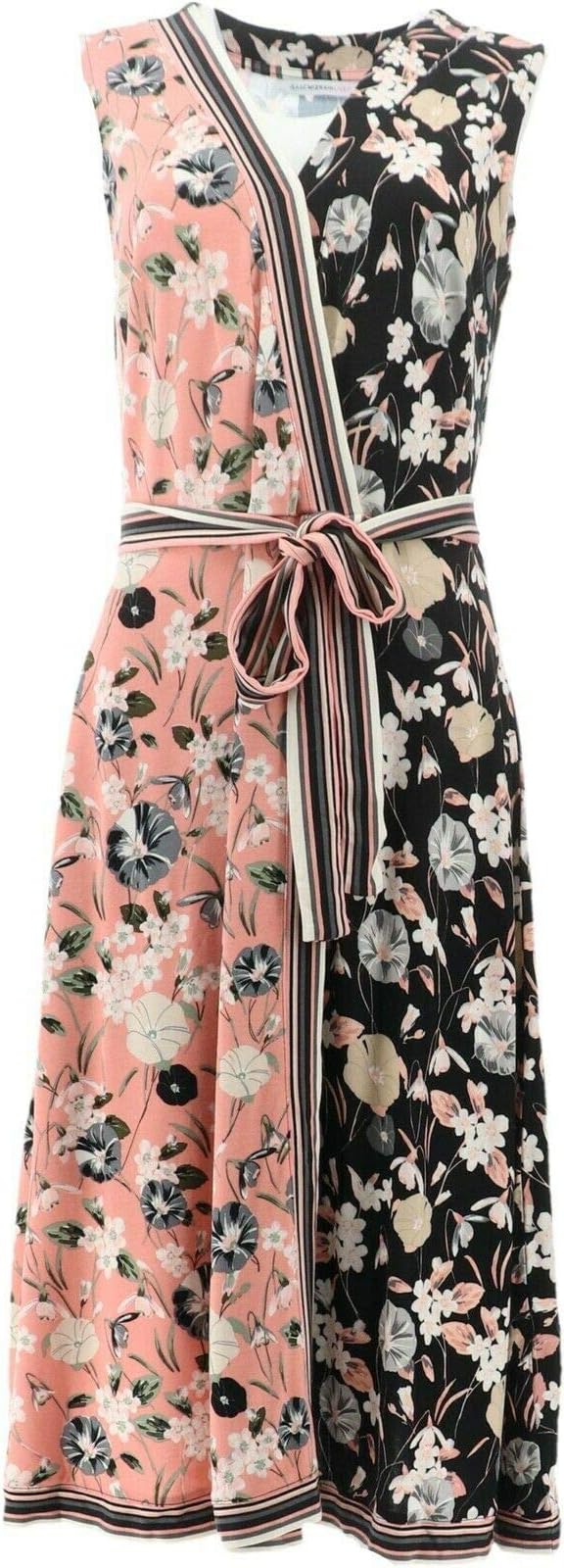 Isaac Mizrahi Color-Block Floral Faux Wrap Dress A352278