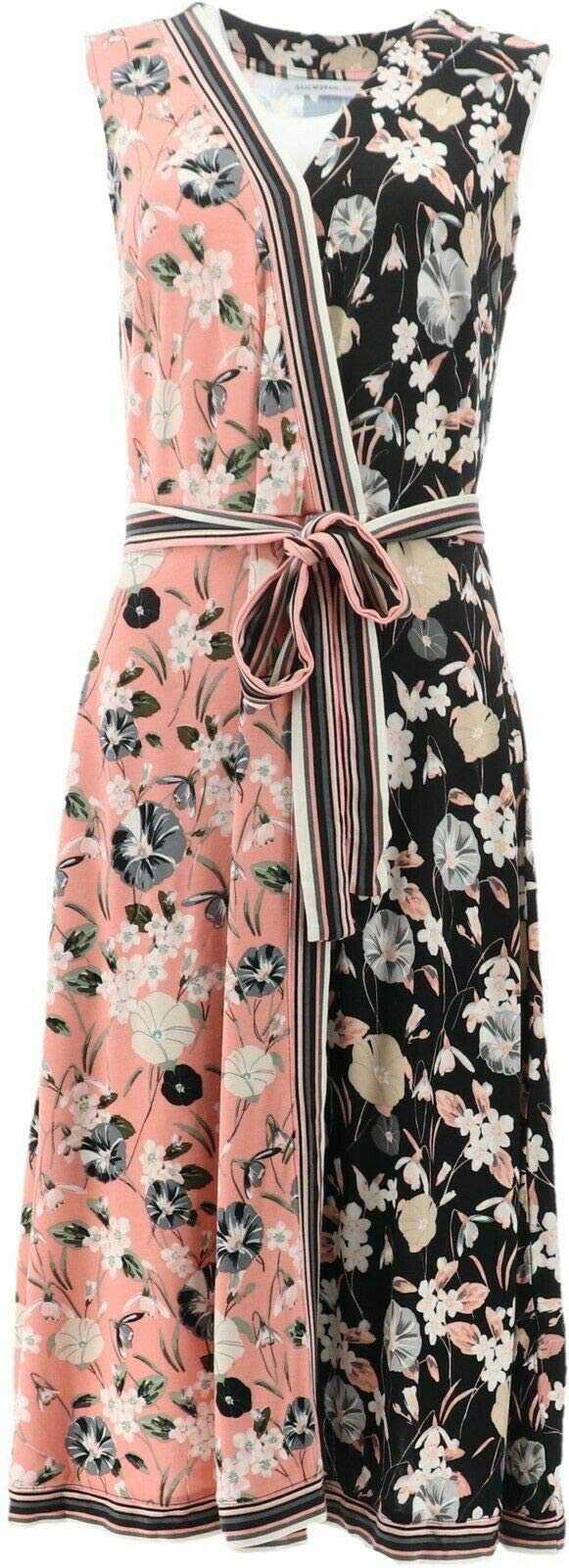 Isaac Mizrahi Color-Block Floral Faux Wrap Dress A352278