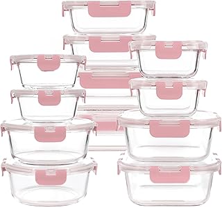 12 Pack Glass Storage Containers with Lids, Glass Meal Prep Containers S...
