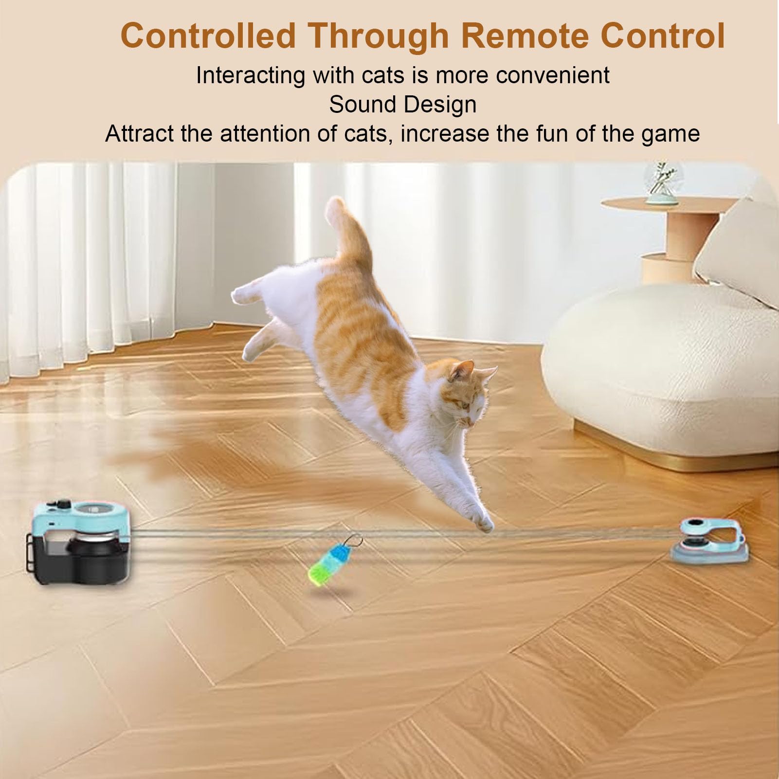Luocute Juguete Interactivo para Gatos, Juguete Eléctrico para Ejercicios con Control Remoto para Interiores con Sonido para Gatos de Interior, Diseño de Plumas Que Imita a un Pájaro