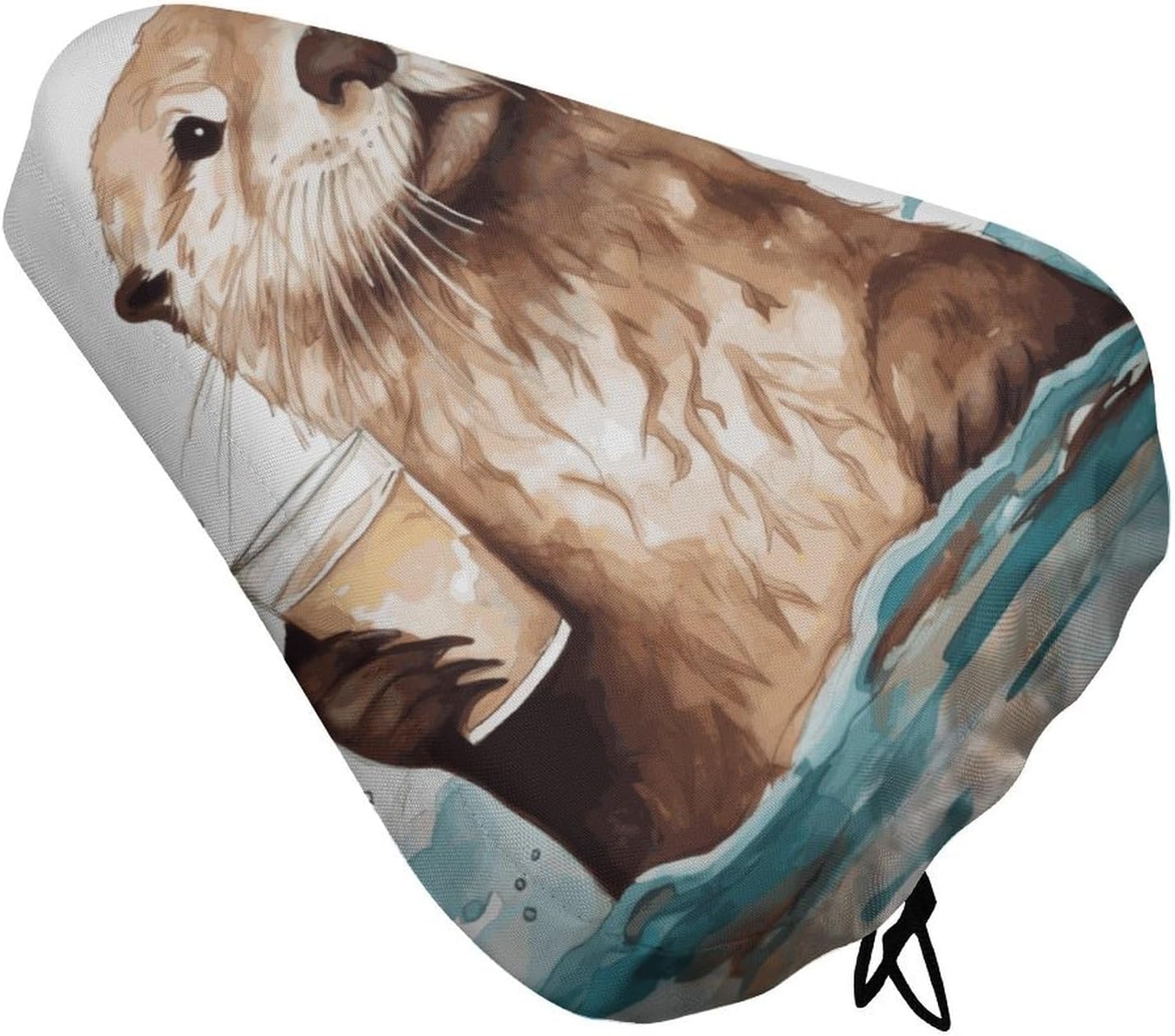 Waterproof Sea Otter Bike Seat Cushion Cover, Padded Bicycle Seat Cover with Drawstring for Men Women, Wide Bike Saddles Protector for Mountain Exercise Road City Outdoor Biking