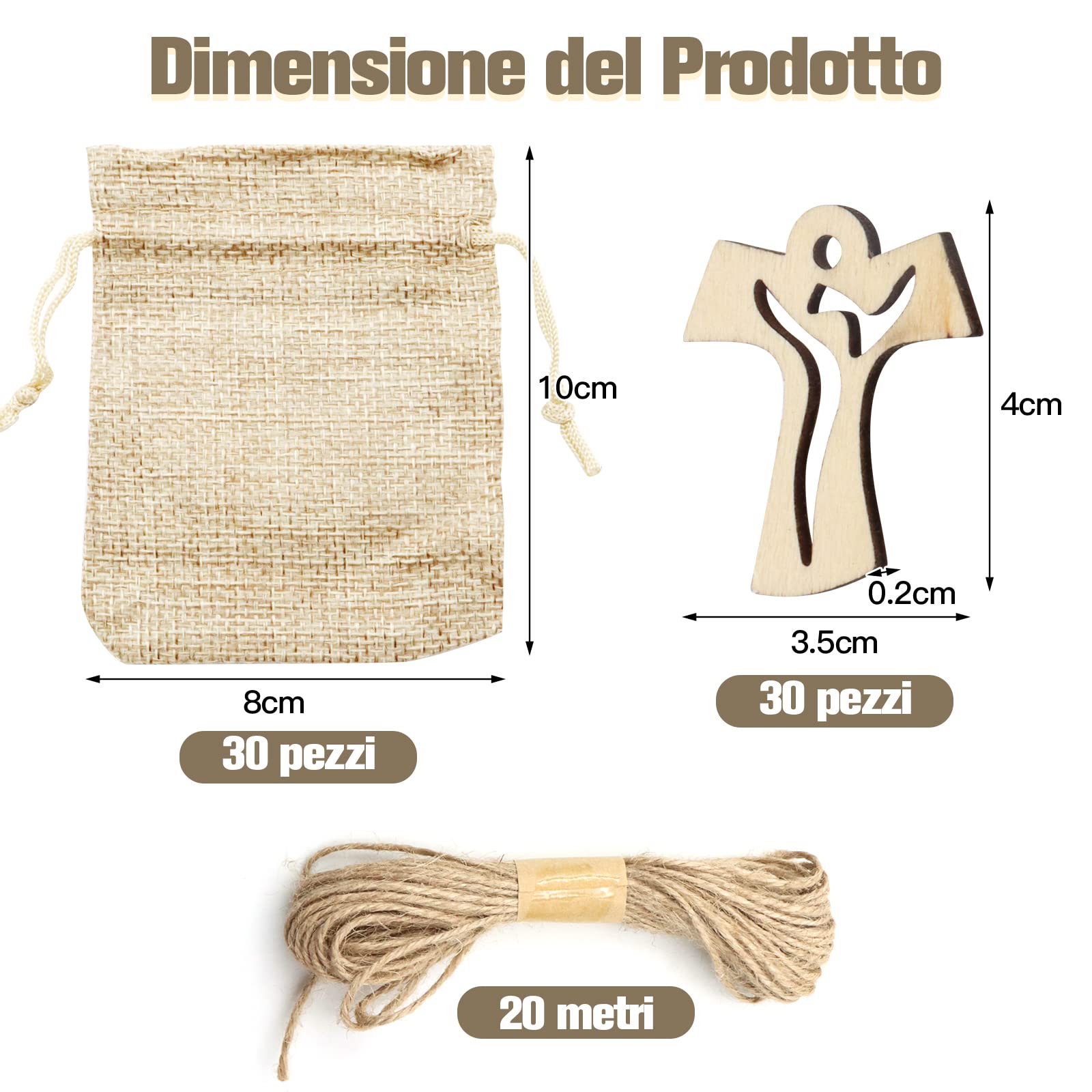 FORMIZON 24pz Sacchetti Iuta per Comunione, Sacchetto