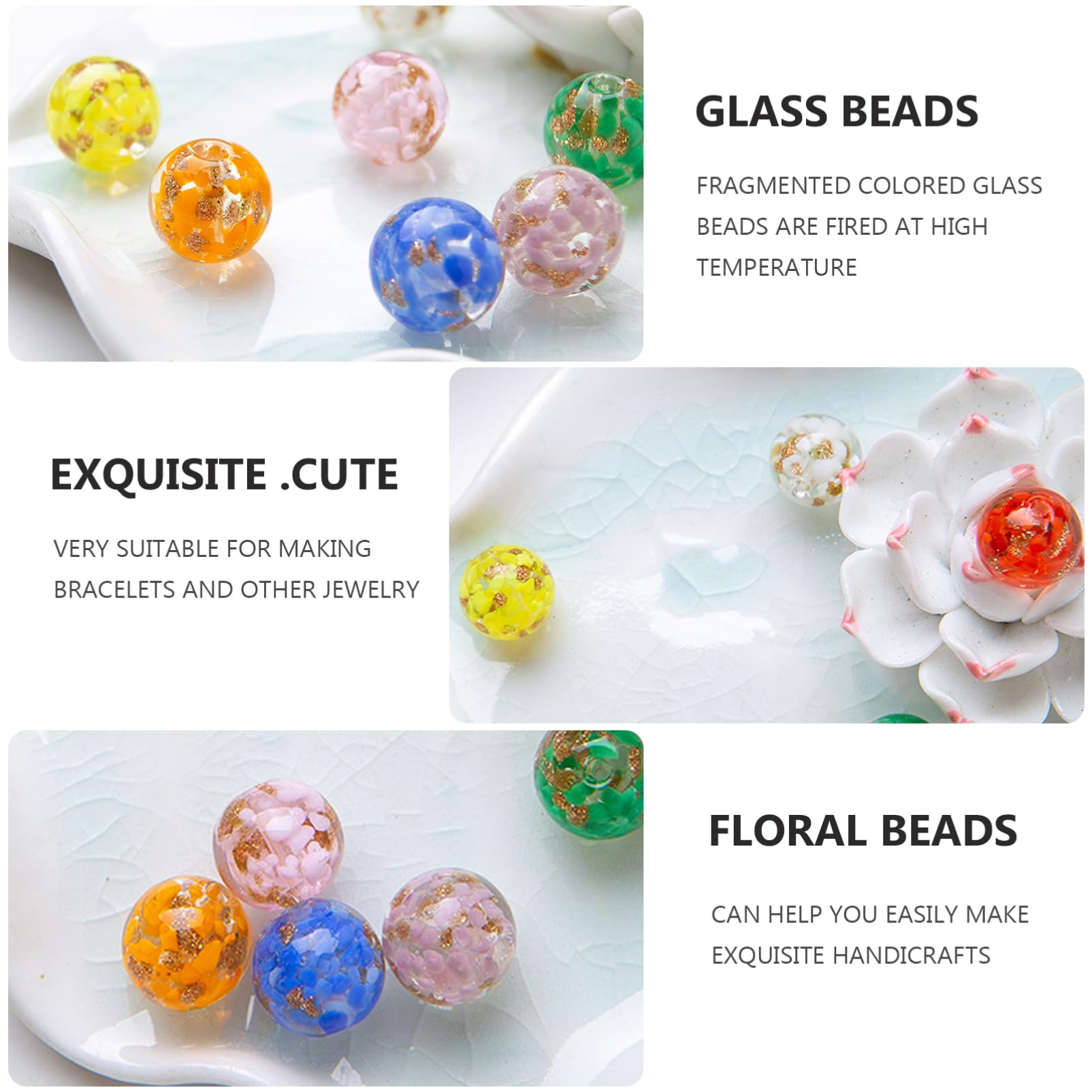 Uonlytech 2 Series Cuentas Sueltas De Vidrio Para Diy Abalorios Con Para Pulseras Y Collares De Joyería Hechos Mano Multi Colores 40 Piezas*2