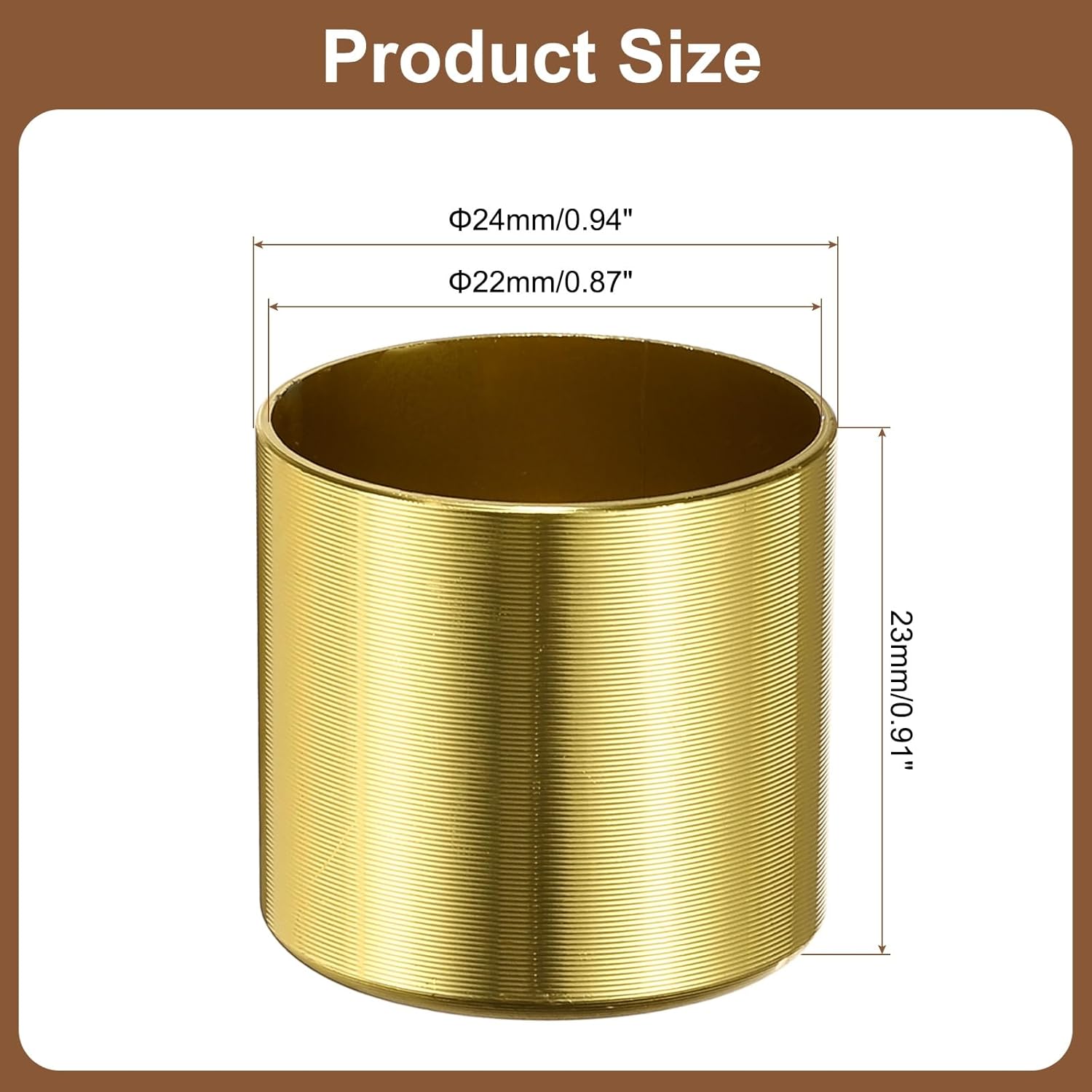 uxcell 6Pcs Small Chair Feet Covers, 0.94"x0.91" Round Table Leg Caps, Aluminum Alloy Furniture Leg Caps for Chair Table