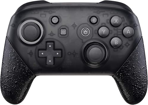 eXtremeRate Textured Black Replacement Handle Grips for Nintendo Switch Pro Controller, 3D Splashing DIY Hand Grip Shell for Nintendo Switch Pro - Controller NOT Included