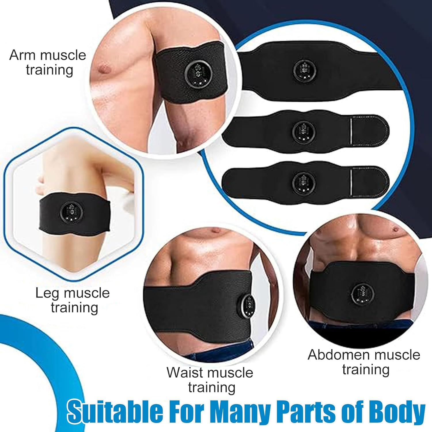 Electronic Muscle Stimulator,Muscle Fitness AB Belt,Adjustable Toning Belt,12 Modes & 19 Intensity Levels,Ab Machine Trainer for All Body, Fitness Strength Training Workout Equipment for Men and Women