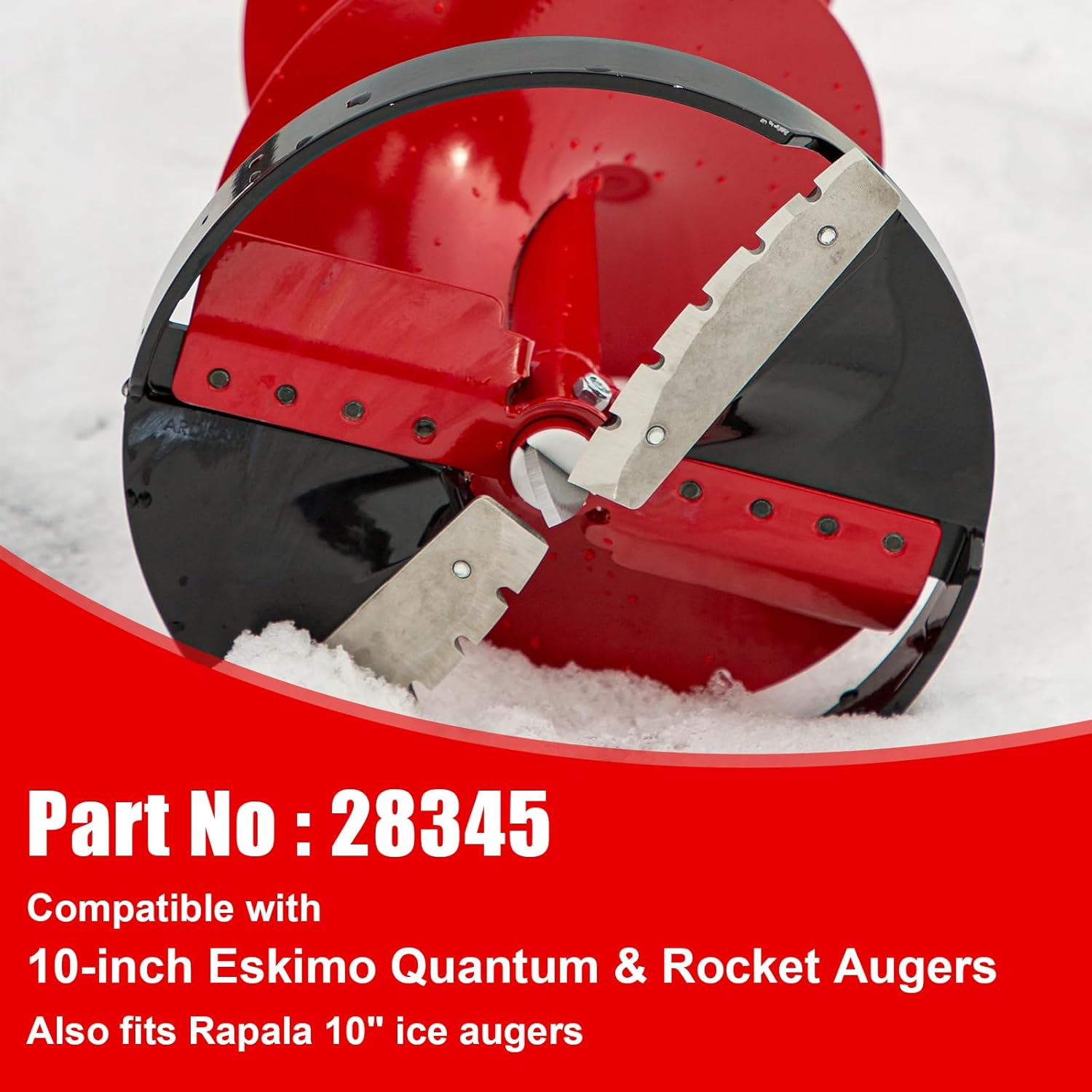 28345 Ice Power Auger Blades Replacement Fits for Eskimo 10” Quantum, Rocket Augers, Stainless Steel, Screws Included