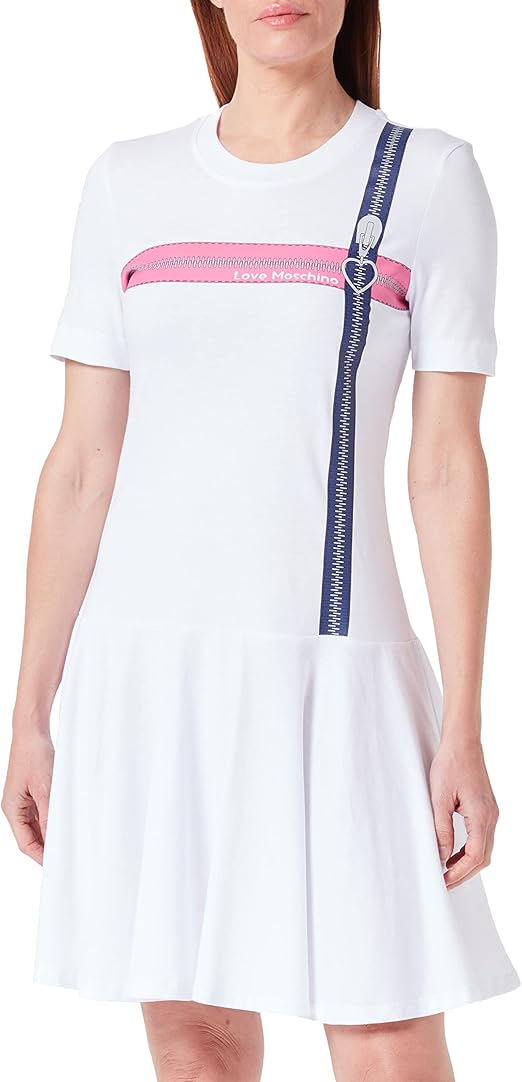 Love Moschino Vestido Corto De Manga Larga, Fucsia, 46 Para Mujer