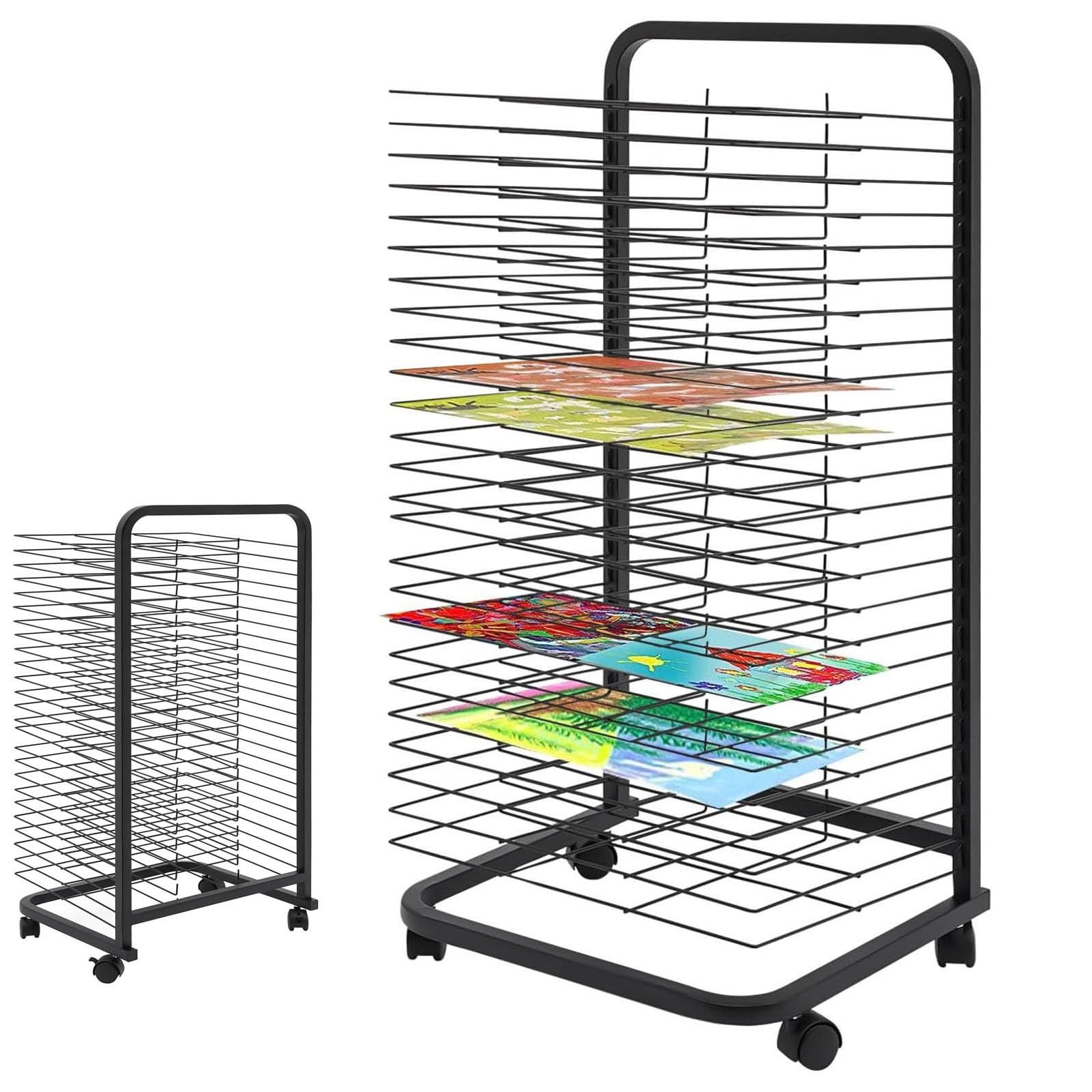 Mobilny Stojak Do Suszenia Farb - Stalowe Stojaki Do Suszenia Farb, Wytrzymały Stojak Do Suszenia Farb, Stojak Do Suszenia Farb Na Papierze A3, Metalowy Organizer Na Prace Artystyczne Z Kółkami, Do P