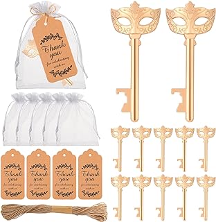 YKLIGTN 24Pieces Mask Design Bottle Openers for Masquerade Mask Party, Wedding Favors,Bridal Shower Party Decorations,Baby Shower /Birthday Souvenirs or Gifts for Guests Bulk with Gift Bags