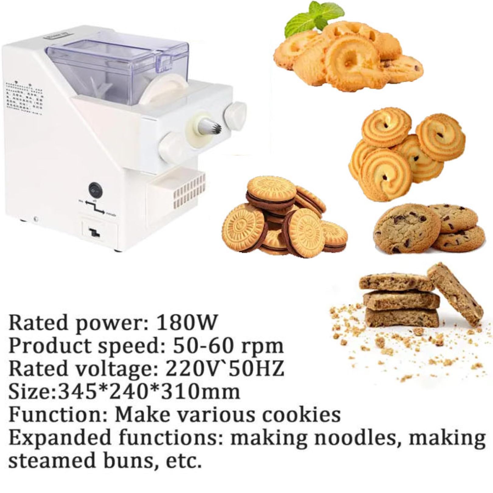 Macchina automatica per biscotti, 180 W, con 8 ugelli, facile da usare per cuocere in cucina e panetteria, ideale per biscotti fatti in casa