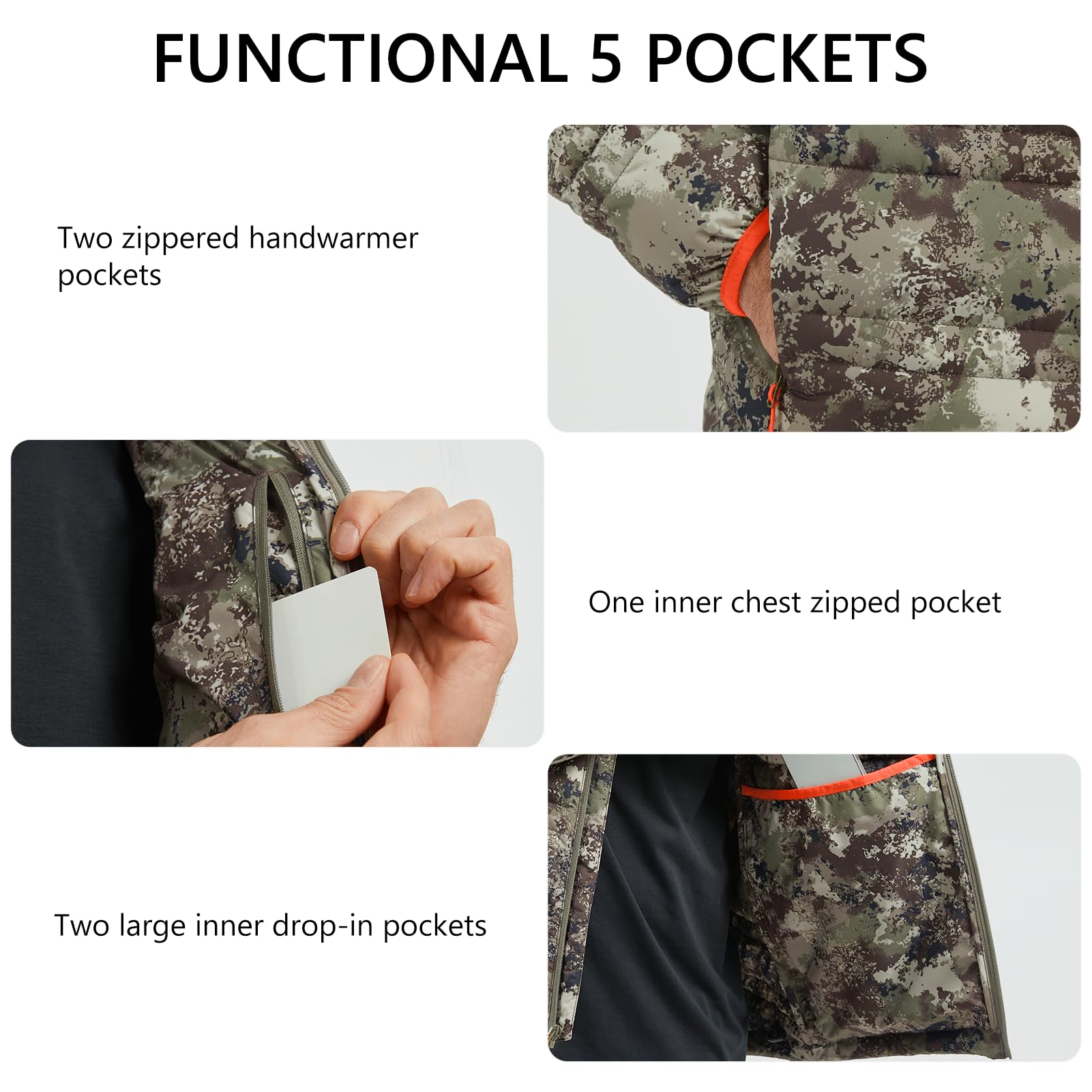 Bassdash Chaqueta Acolchada para Hombre 700FP Abrigada Resistente al Agua con Aislamiento Térmico Ideal para Caza Pesca y Senderismo FS49M