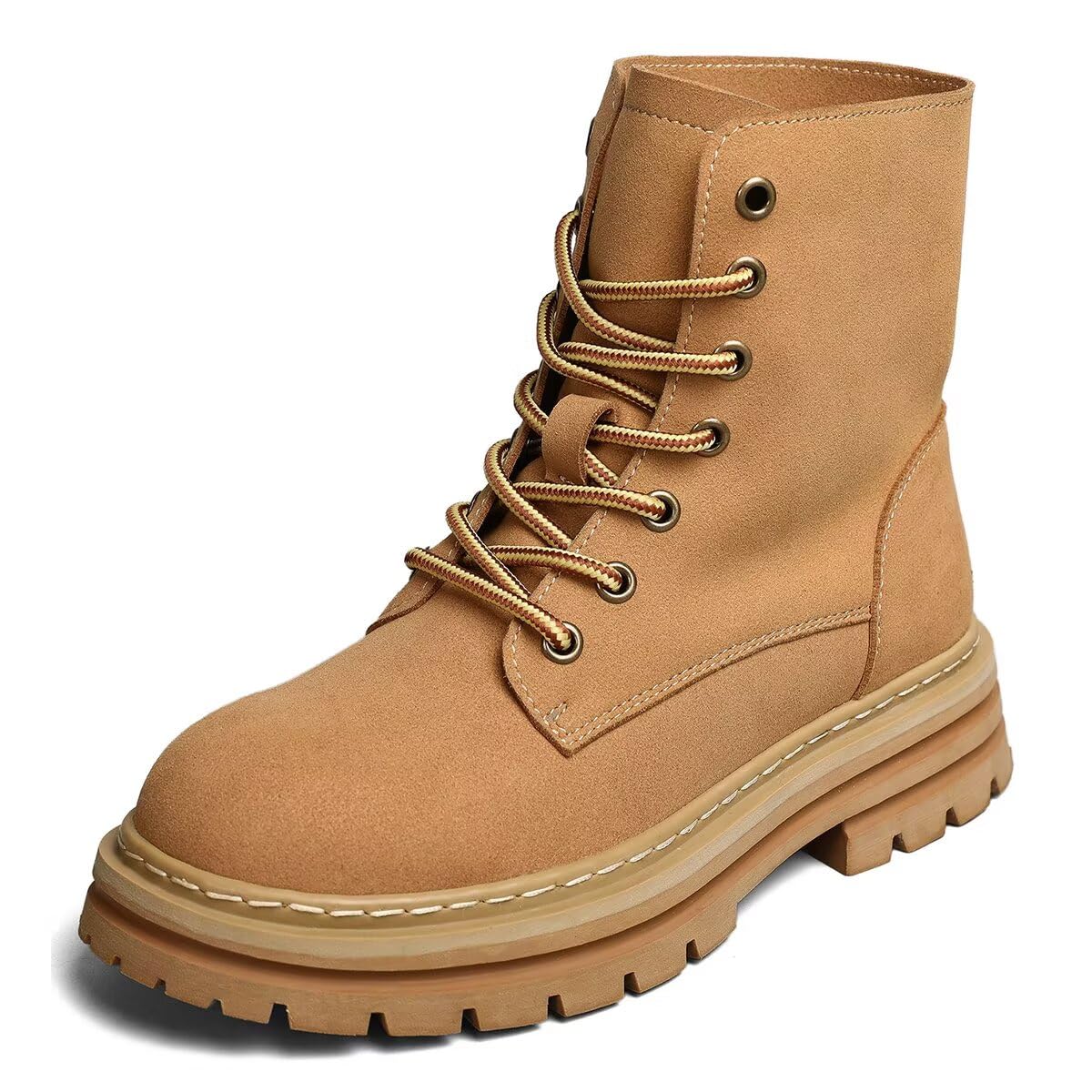 Shaire Women Lace-Up Ankle Boots Thin Faux Leather Booties for Spring Fall