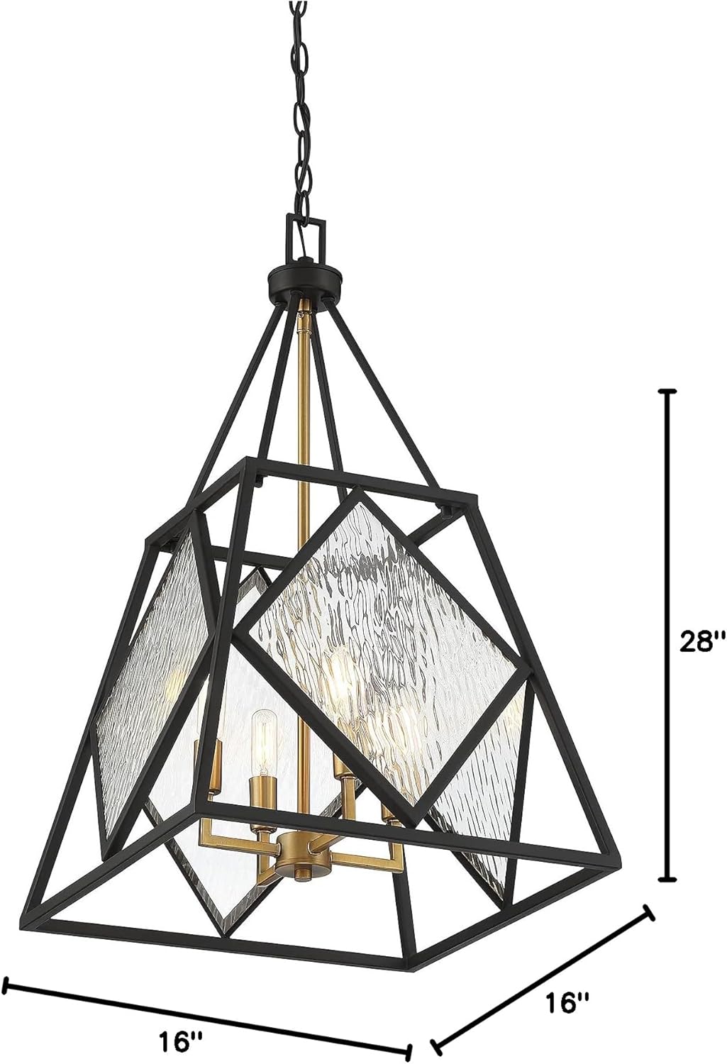Savoy House 7-5402-4-79 Capella Mid-Century Modern Glam Clear Water Pendant, 4-Light 240 Total Watts, 28" H x 16" W, English Bronze and Warm Brass