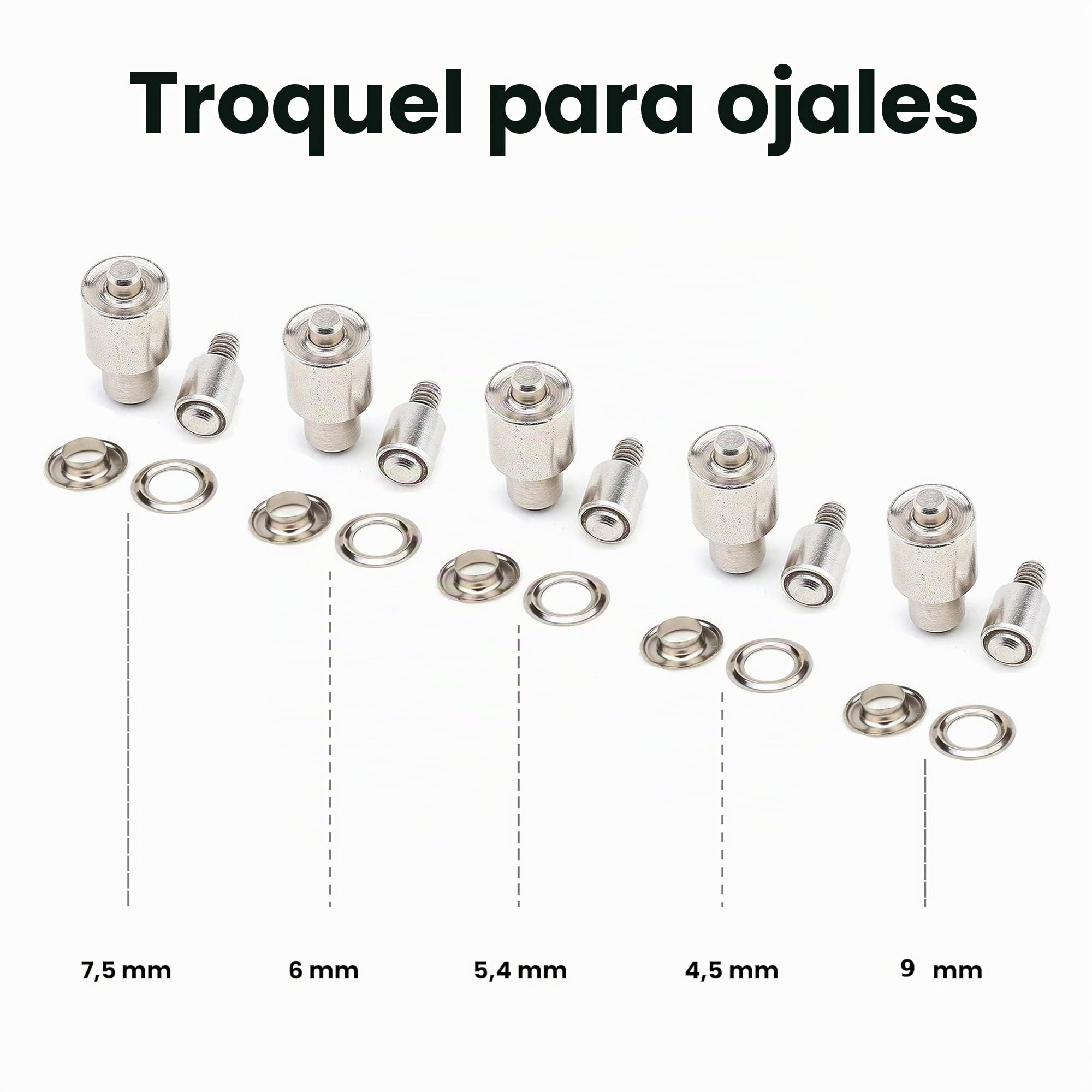 Cierre de botón a presión, remache, ojal, máquina de prensa manual con troqueles de ajuste, todo en un juego