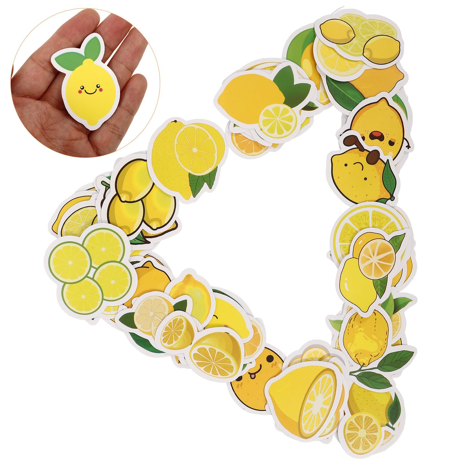 LALAFINA 50 Pegatinas Adhesivas Decorativas de Limón Amarillas para Ordenador y Portátil, Diseño Adorable para Decorar y Crear Obras Seguridad