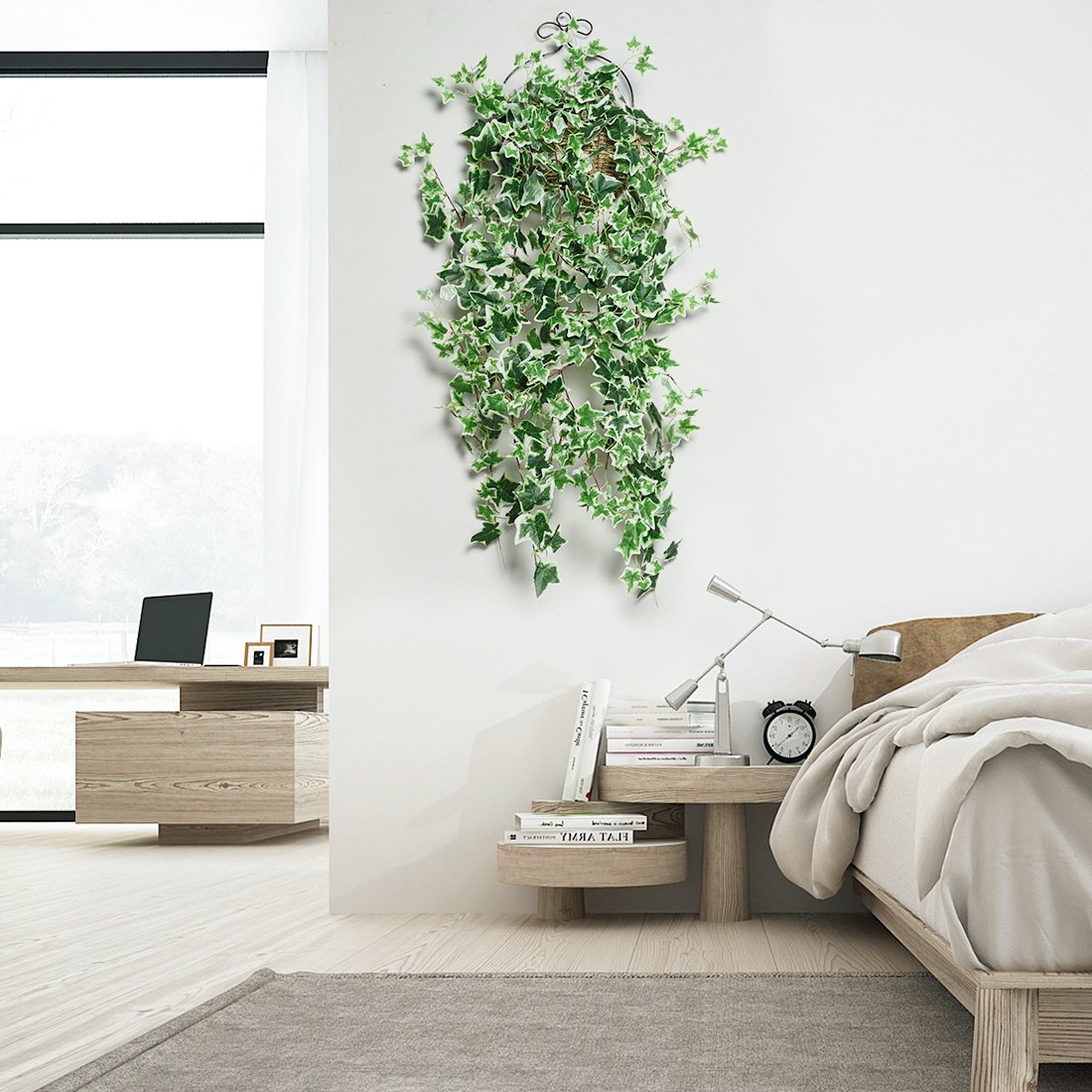 Edera Artificiale Appesa - 2 Piante Finte Per Interni, Decorazione Verde, Senza Manutenzione