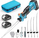 Seesii Cordless Electric Fillet Knife with 4 Blades, 100 Mins High Speed Filet Knife for Fish, Ergonomic Non-Slip Grip, Safty Lock, Carry Bag Kit for Filleting and Meat Slicing