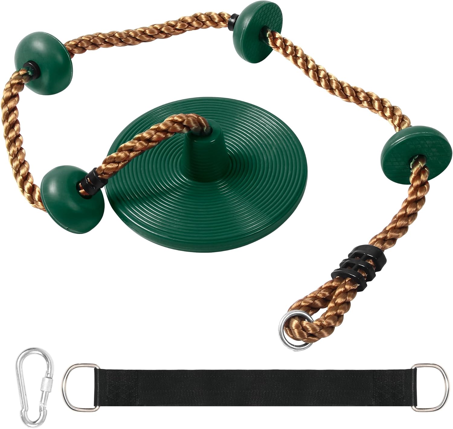Disc Swing for Kids Outdoor‌ – Heavy Duty ‌Tree Swings‌ with Non-Slip Platform & Adjustable Rope, ‌Swing Seat‌ for Backyard and Outdoor Fun (Includes Carabiner & Strap)
