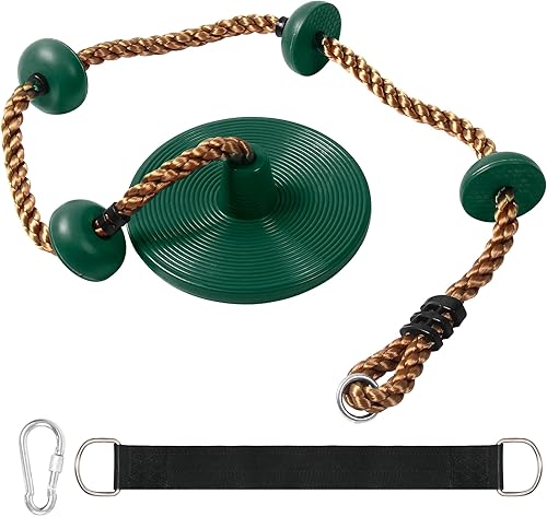 Columpio de disco para niños al aire libre – Columpios de árbol de alta resistencia con plataforma antideslizante y cuerda ajustable, Asiento de