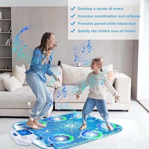 Miniatura 3 de Alfombrilla de baile para niños con Bluetooth, 6 flechas iluminadas, 5 modos de juego, música incorporada, juguetes congelados para niños y niñas,