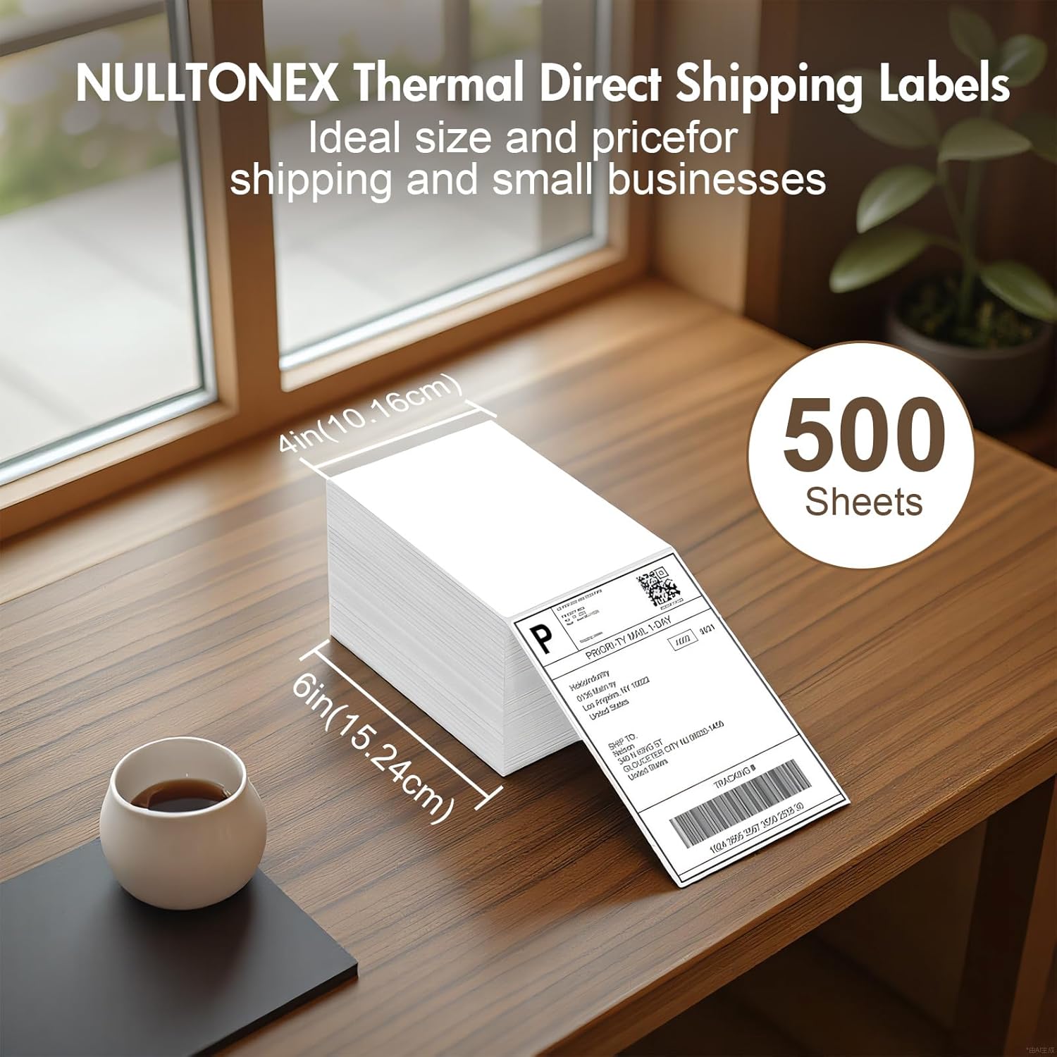 Thermal Direct Shipping Labels - 4 x 6 inches Per Fanfold Labels - Pack of 500 Perforated Waterproof Tape for Small Business - Compatible for Zebra for Rollo NULLTONEX