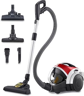 LG VK8506NHAG - Aspirador sin Bolsa 650W, Sistema Kompressor, Turbo Ciclónico, Aspiradora Tubo Telescópico, Depósito 1,2Lx3, Regulador Potencia, Cepillo Corner + 2 en 1 Alfombra-Suelos, Rojo