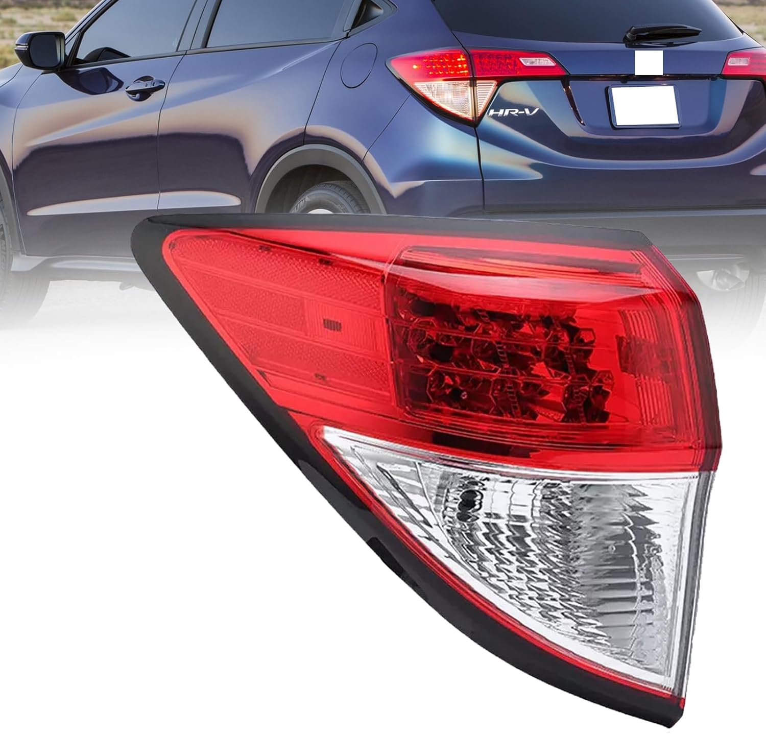LED Tail Light Assembly Fit for 2016-2018 Honda HRV HR-V,Taillight Brake Lamp Rear Light Replacement Left Outer Side Transparent Lens #HO2804109