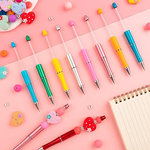 Miniatura 4 de FFNIU 14 bolígrafos con cuentas para el día de San Valentín, con forma de corazón, 42 cuentas de silicona y 14 bolsas de embalaje para regalos del