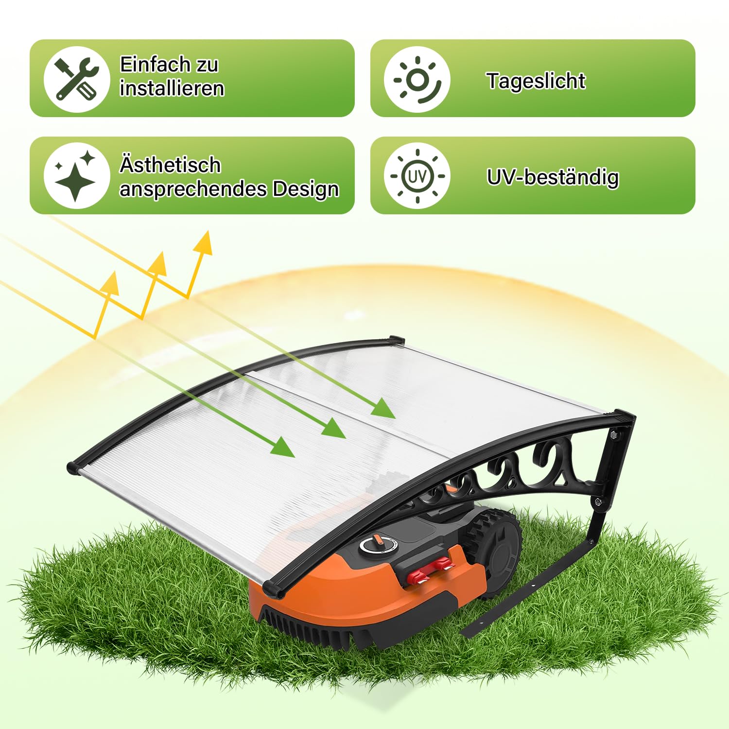 Garage pour robot tondeuse, en plastique polypropylène, abri de pluie protégé contre les UV pour robot tondeuse, protection contre les intempéries, 106 x 87 x 50 cm, blanc