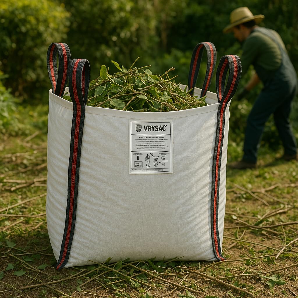 Confezione da 2 Sacco Big Bag 1000 Kg per Escombros, Giardino, Legna, Lavori - 85x85x90 cm - Big Bags Resistenti e Riutilizzabili per Residui da Giardino, Legna, Lavori, Grava, Sabbia, Legna