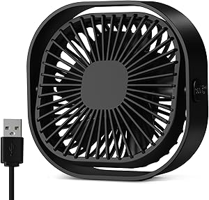 Mini USB Fan, Quiet Small Table Fan, Very Quiet USB Table Fan with 3 Speeds, Office Fan, Portable USB Fan, Desk, Bedroom, …