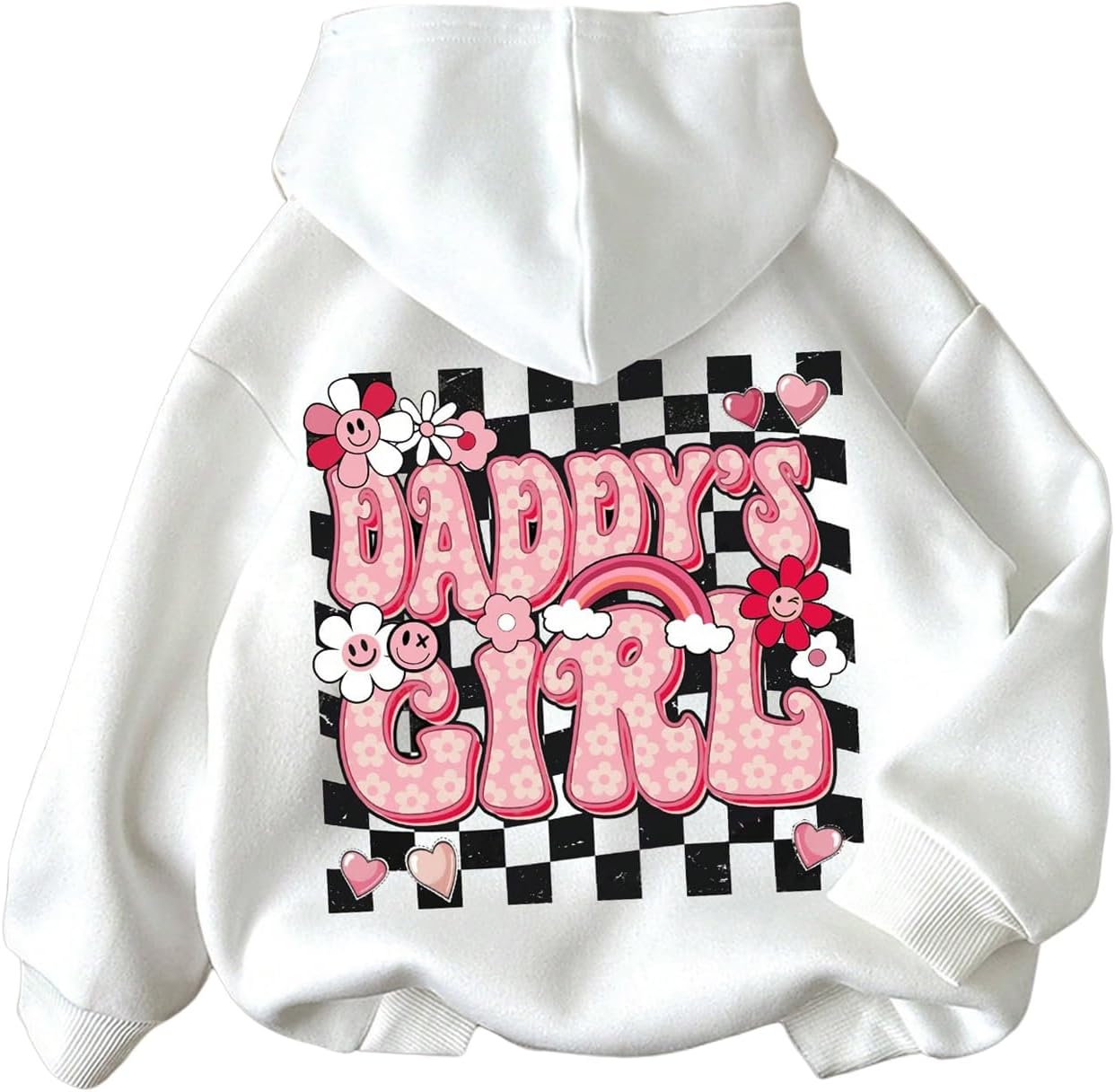 WDIRARA Girl's Cartoon Graphic Print Pullover Hoodies Drop Shoulder Long Sleeve Sweatshirts