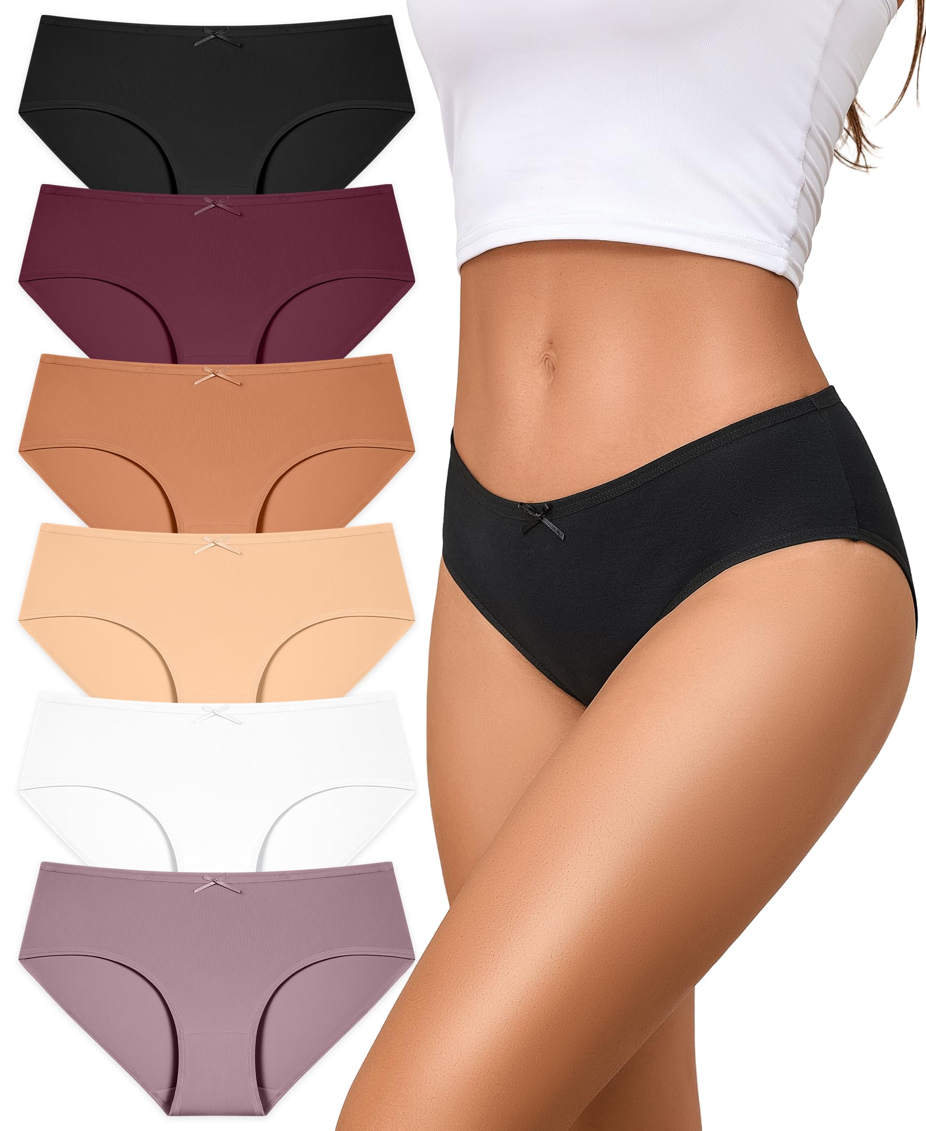 FINETOO Unterhosen Damen Baumwolle Unterwäsche Frauen Slip Hipster Mehrpack | Baumwoll Schritt,Schleife Damenslips Baumwolle,Atmungsaktiv Schlüpfer Damen sport,Bequeme Hipster Panties