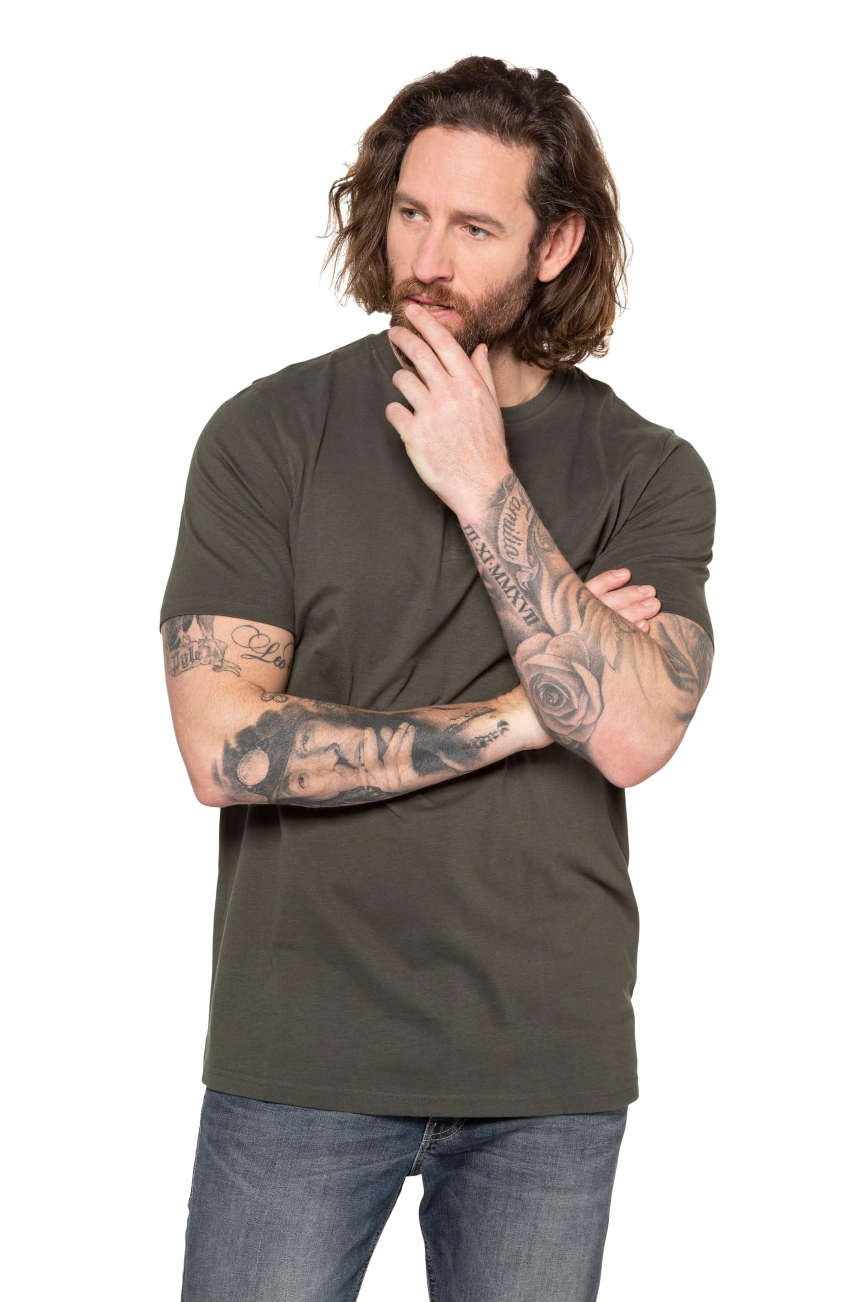 JP 1880 Men's Large Sizes Plus Sizes Menswear L-8XL JP1880 Henley, Basic, Button Placket, Half Sleeve, up to 7 XL 726695