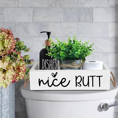 Miniatura 2 de Hello Sweet Cheek - Caja decorativa con cuerda, caja de almacenamiento de madera rústica con diseño divertido en 2 lados, perfecta para decoración