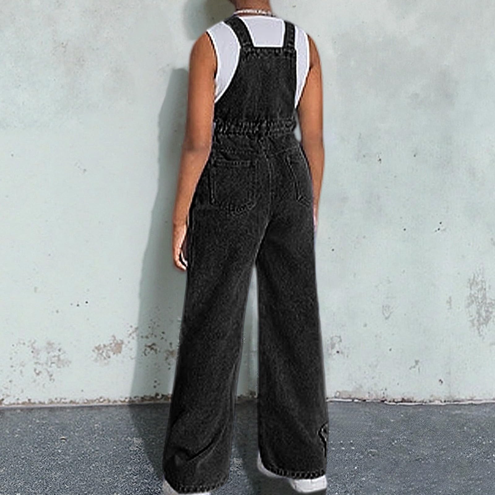 Genérico Pantalones niña Vaqueros Desgastados Denim elásticos Moda Casual Estilo Moderno Cintura Ajustable Bolsillos Suave Azul Diario A83