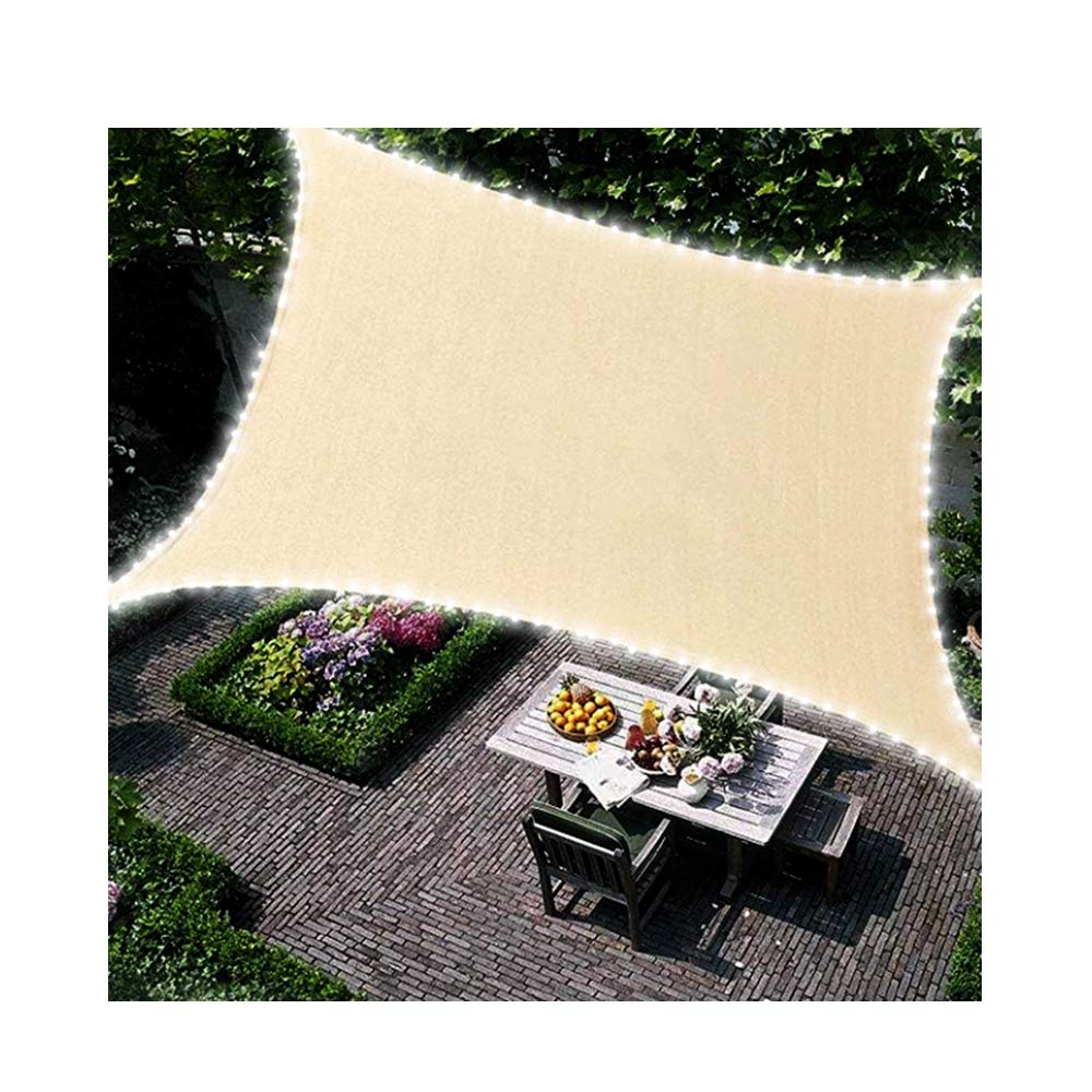 LED Sonnensegel Maia Rechteckig – Solar-Beleuchtung & Wasserdichter UV-Schutz – Hochwertiges Polyester für Garten & Terrasse (Beige 3x2m)