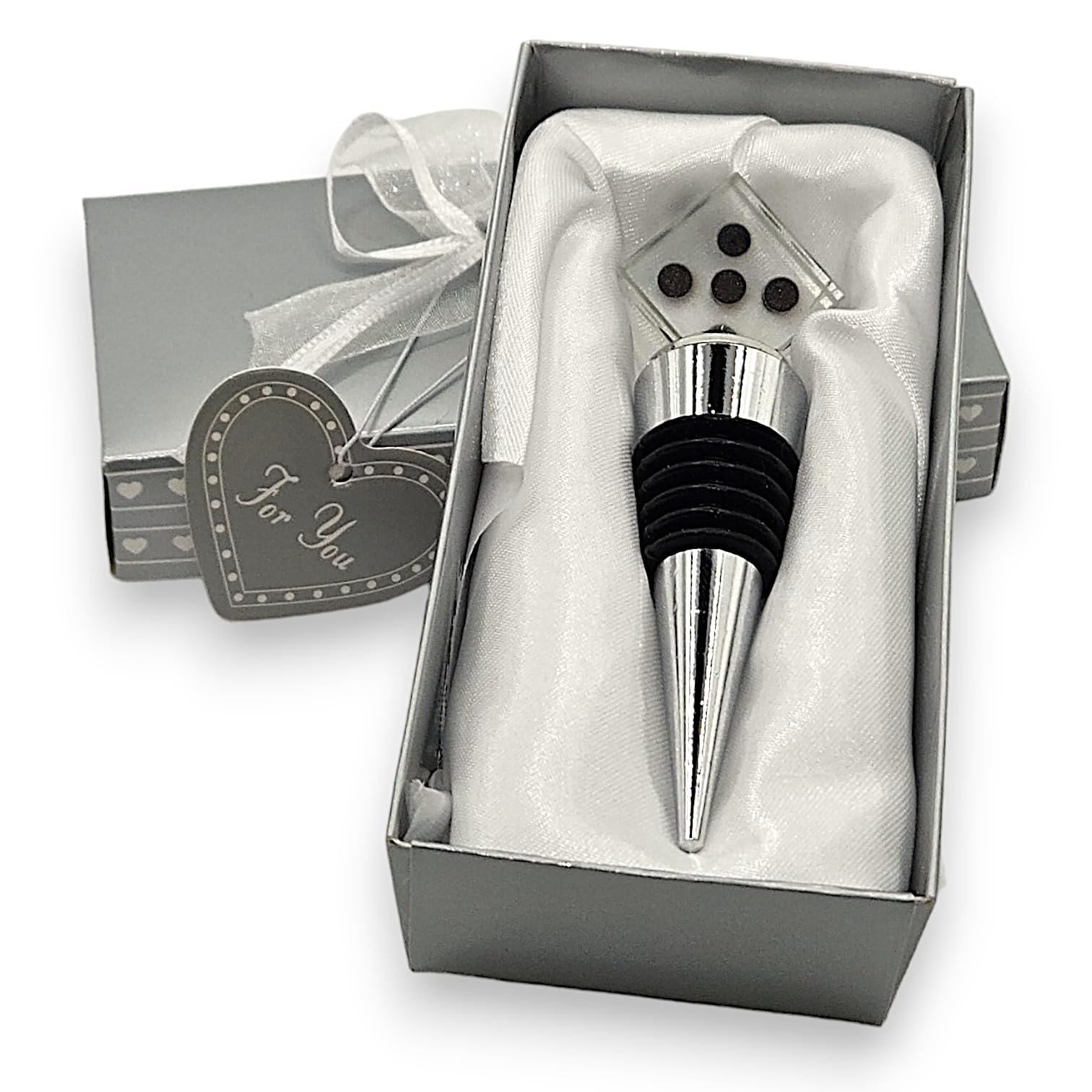 Crystal Dice Wine Stopper - Perfect Bunco Prize or Gift for Winners, Comes Gift Boxed. Bunco Party Supplies