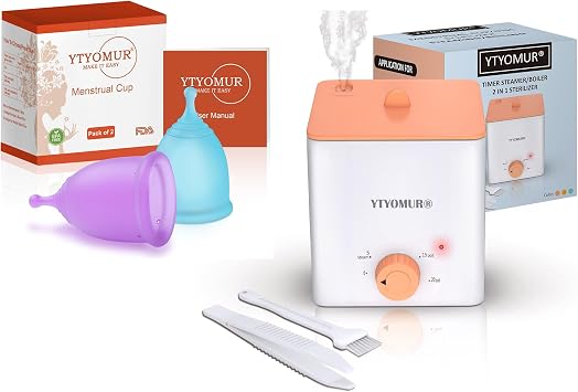 YTYOMUR Menstrual Cup Steamer Sterilizer with Reusable Period Cups Small & Large