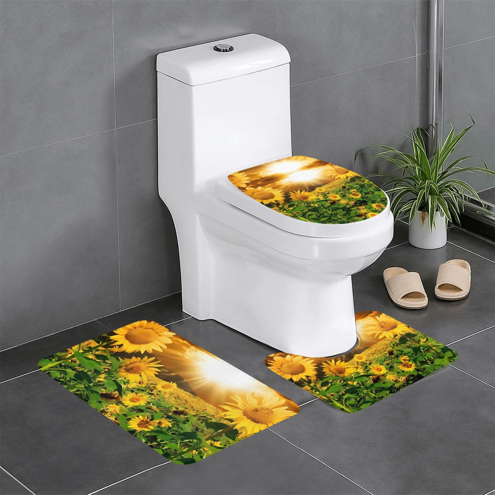 Alfombras de baño absorbentes de 24 x 16 pulgadas con diseño de girasol