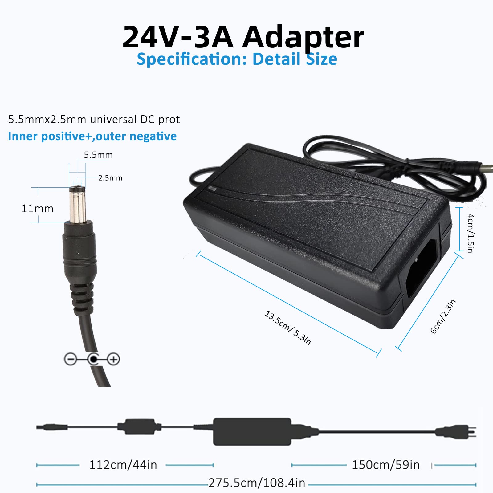 24V 3A For LED Strips 24V 3A Power Adapter - 72W DC Charger For LED ...