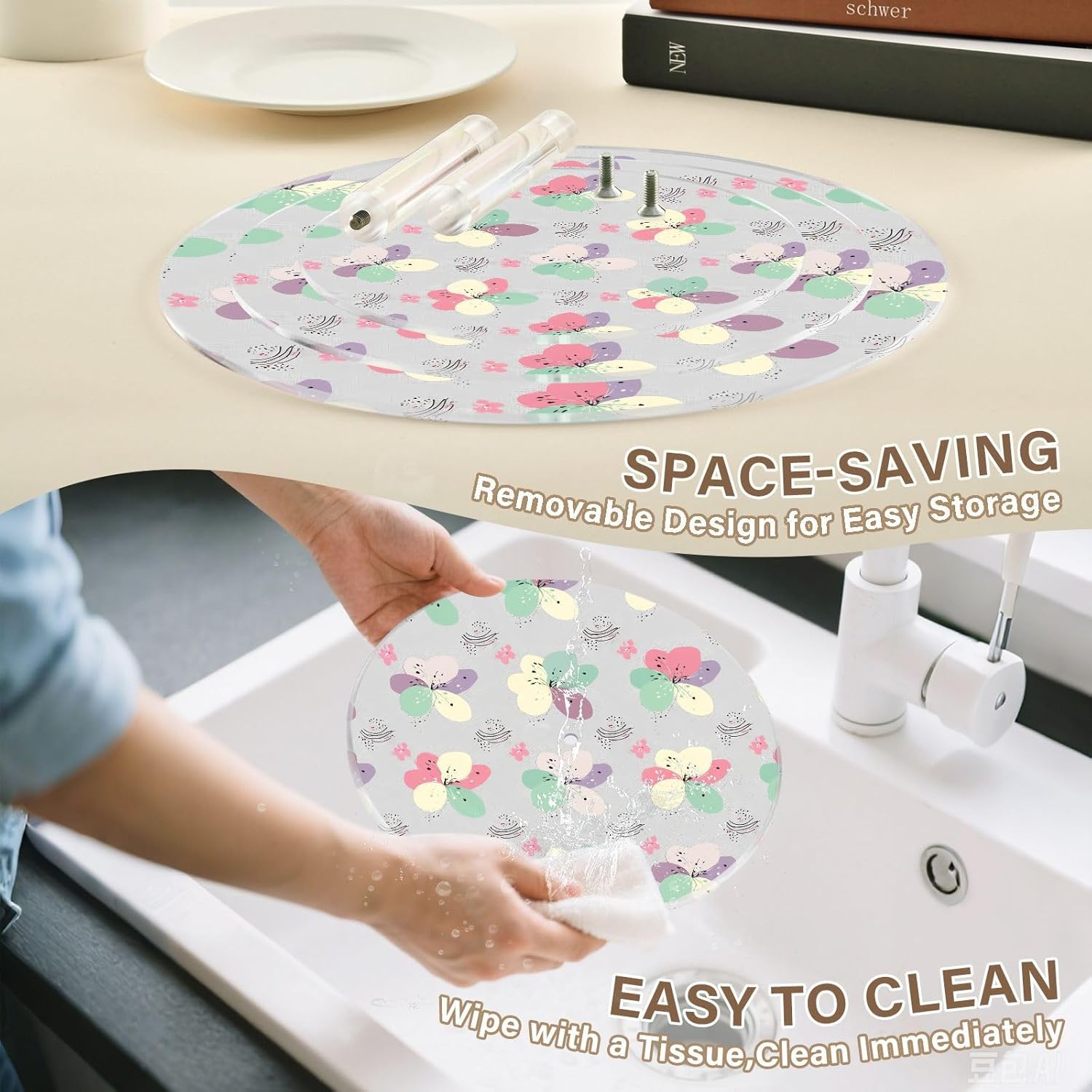 Flowers Floral 3 Tier Acrylic Cupcake Stand, Cupcake Stand for 34 Cupcakes for Weddings, Christmas,Holidays,Parties,Birthday,Printed Cupcake Tower 23300318