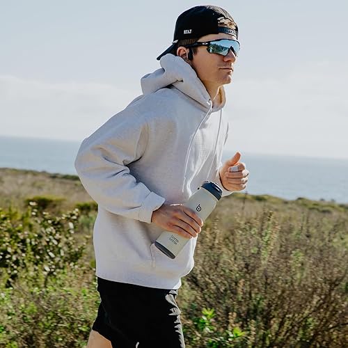 Miniatura 7 de BOTTLE BOTTLE Botella de agua deportiva de 24 oz botella de agua aislada de acero inoxidable con popote y soporte para pastillas (gris)