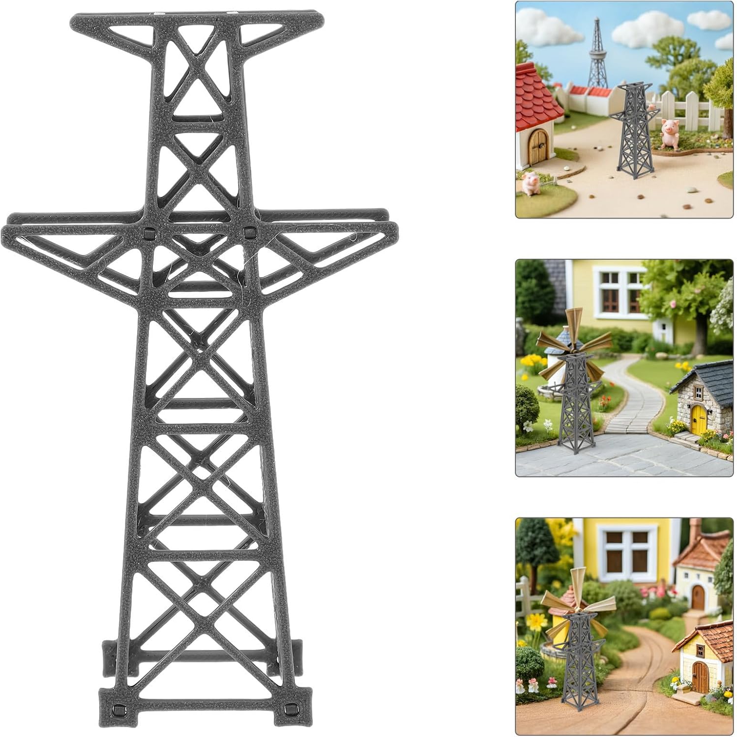 FIXOSHEE 200 Scale Miniature Transmission Tower Model for Model Train Electric Tower Plastic Material with Stable Structure and Realistic Miniature Scale and Scene Building