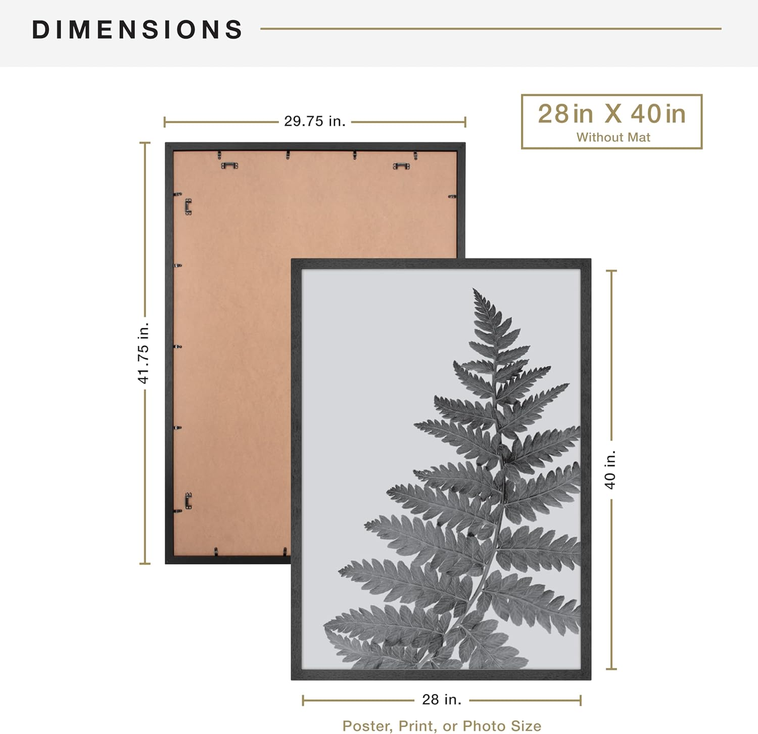 MCS Studio Gallery 28x40 Matted Poster Frame with 24x36 Picture Display, Black Woodgrain Engineered Wood Vertical & Horizontal Wall Hanging Large Picture Frame for Photos, Posters & Art Prints (1-Pack)